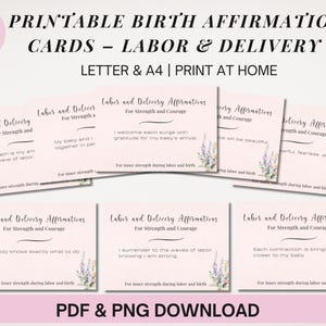 Cartões de afirmação de parto e parto Empowering Birth Hypnobirthing Pense positivo Manifestando o incentivo ao parto download instantâneo