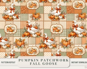 Fall Patchwork Pattern Repeating Design Tote Bag Thanksgiving Craft Autumn Seamless Farmhouse Quilt Pumpkin Flower Gingham Print Harvest