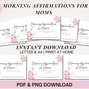 Afirmações matinais Tornando-se uma mãe PNG Download Mantra diário Encorajamento Cuide de si mesmo Cartões de afirmação de mentalidade positiva para impressão