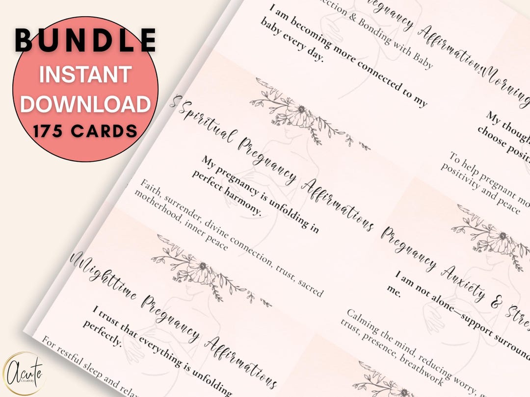 Pregnancy Affirmation Cards: First Trimester Anxiety Relief (PNG + PDF ...