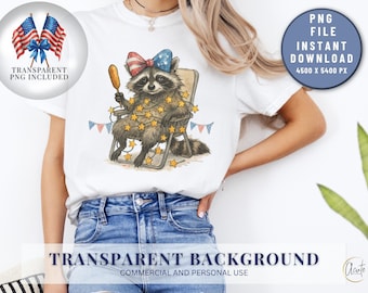 Funny Patriotic Raccoon PNG: July 4th Shirt Design (Digital Download)