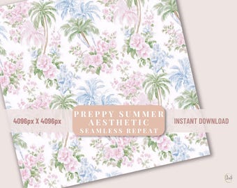 Watercolor Palm Pattern Repeat Tropical Background Summer Aesthetic Preppy Aesthetic Wallpaper Digital Paper Scrapbook Wedding Invitation
