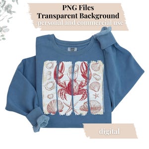 Camisa de langosta Abuela costera Arte estético Diseño descargable PNG Diseño costero Mariscos Estilo de vida de pesca Amante de la comida Estética de pescador