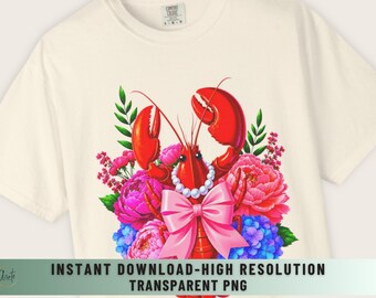 Preppy Summer Coastal Lobster PNG Sublimation Design Digital Download Beach T shirt Printable Graphic