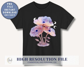 Psychedelic Mushroom Third Eye PNG: Surreal T-Shirt Design (Digital Download)