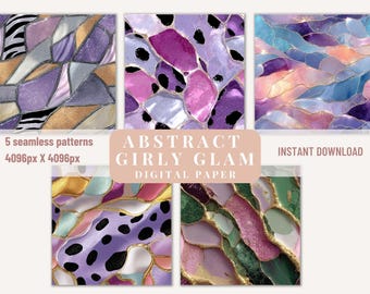 Pink Marble Pattern Girly Glam Seamless Repeat Printable Background