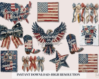 Patriotic Clipart Set Bald Eagle Png Transparent Usa Flag 4th July Crafts Memorial Day Summer Holiday Stars Stripes American Patchwork