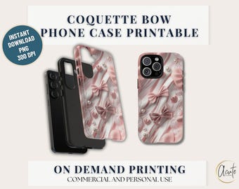 Coquette Bow Phone Case: Girlie Pink Sublimation Design (Digital Download)