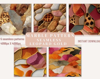 Marble Pattern Seamless Gold Leopard Png Digital Paper Printable