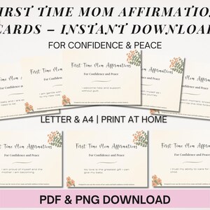 Tarjeta de afirmación de bienestar prenatal para el embarazo: amor propio positivo y confianza. Descarga instantánea. Ideas de regalos para baby shower para nuevas mamás.