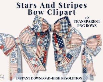 Patriotic Bow Clipart American Flag Graphic Design Element Png Transparent Background Independence Day Celebration Craft Supply Digital