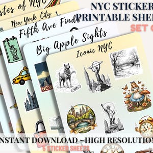NYC Stickers: New York City Landmarks & Food (Printable Digital Download)