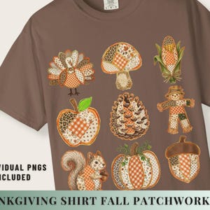 Design für ein Thanksgiving-Shirt (Sublimation, PNG-Datei, digitaler Download) – Herbst-Clipart-Bundle, Grafik-Patchwork, Kürbis, Leopardenmuster, Herbsttruthahn (DTG-Datei)