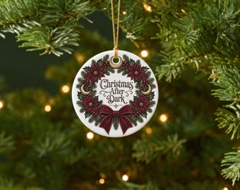 Gothic Christmas Ornament Dark Aesthetic Moon Decoration Witchy Holiday Gift Goth Victorian Style Personalized Keepsake Custom Name Tree