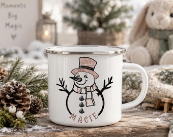 Personalized Kids Christmas Eve Tradition Hot Chocolate Mug Stocking Stuffer Custom Xmas Snowman Holiday Gift Cocoa Kid Winter Beverage