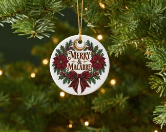 Gothic Christmas Ornament Personalized Gift for Goth Fan Keepsake Macabre Christmas Tree Decoration Victorian Gothic Wreath Design Spooky