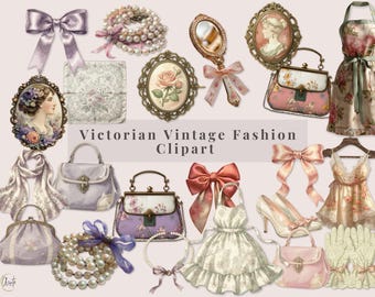 Vintage Fashion Png Clipart Bundle Commercial Use Digital Download Transparent Background Graphic Element Coquette Clipart Victorian