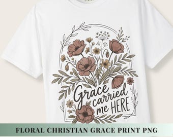 Faith Based Png Christian Designs Floral Print Grace Decor Women Gift Religious Home Wall Art Botanical Wreath Scripture Quote Inspirational