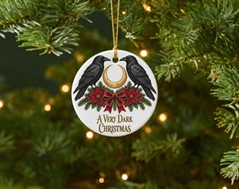 Gothic Christmas Ornament Raven Christmas Moon Ornament Celestial Christmas Personalized Gift for Goth Victorian Gothic Holiday Decoration