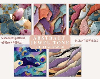 Jewel Tone Gold Vein Seamless Digital Papers Abstract Marble