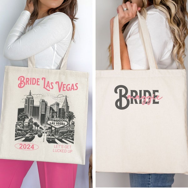 Customized Canvas tote bag Bachelorette Party Las Vegas Personalized tote Matron of Honor gift Lets go Girls Trip Bridesmaid totes