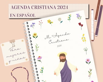 Christian Agenda with Illustrations in Spanish PDF PRINTABLE DIGITAL Biblical Agenda, Catholic Planning. Agenda for Girls and Women