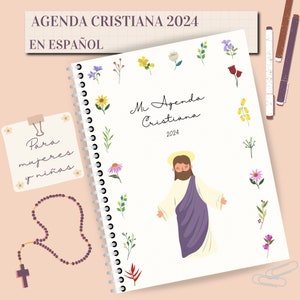 Christian Agenda with Illustrations in Spanish PDF PRINTABLE DIGITAL Biblical Agenda, Catholic Planning. Agenda for Girls and Women image 1