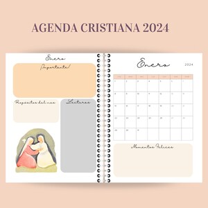 Christian Agenda with Illustrations in Spanish PDF PRINTABLE DIGITAL Biblical Agenda, Catholic Planning. Agenda for Girls and Women image 3