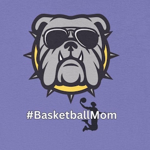 Basketball Mom Bulldog Unisex Heavy Cotton Tee, Cute Soccer Mom Shirt, Sports Fan T-Shirt, Game Day Shirt