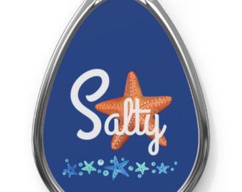 Salty, Starfish, Beach, Sea, Cute Beach Gift, Oval Necklace
