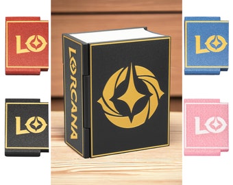 Premium Lorcana Deck Box - Book/Tome - Large Capacity up to 400 sleeved cards - Compartment for Tokens - Trading Card Game - MTG - Storage