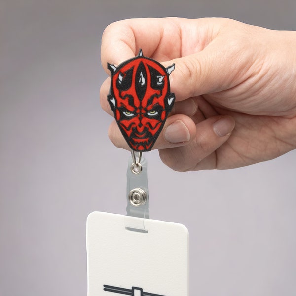 Badge Holder Reel Darth Maul - Star Wars fan gift for office worker, doctor, nurse - -  textured multi-color plastic