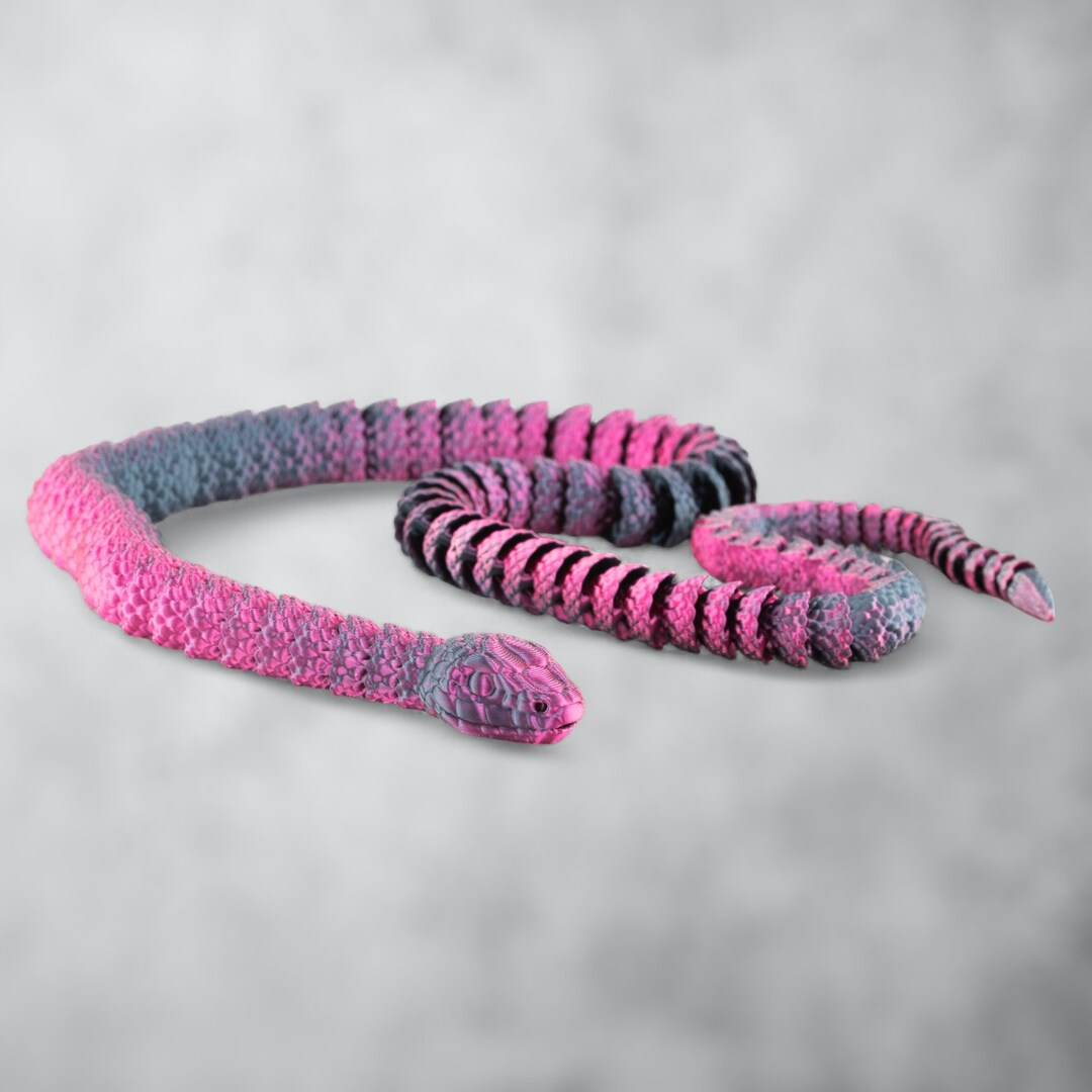 Python Snake Toy LONG 31 Inch Articulated Dragon Fidget Toy Shiny Black ...