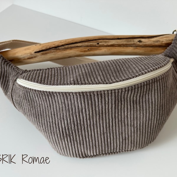 Sac banane velours côtelé Taupe