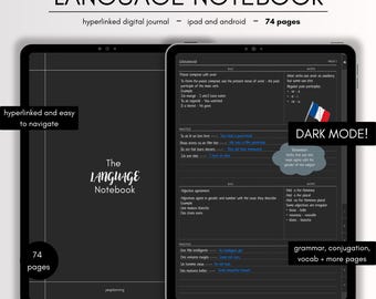 The Digital Language Notebook: compatibel met GoodNotes (downloadbare pdf-planner) DONKERE MODUS