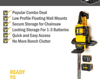 DeWalt Rear Handle Chainsaw Compatible Wall Mount - Low Profile Secure Battery FLEXVOLT Hook