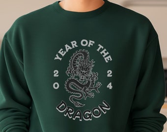 2024 Year Of The Dragon Sweatshirt, Lunar New Year Sweater, Chinese New Year 2024 Dragon, Dragon Themed Clothing, Chinese Zodiac Wood Dragon