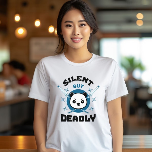 Funny Ninja Shirt, Samurai T-Shirt, Panda Tshirt, Gift For Martial Artist, Silent But Deadly, For Animal Lover, Ninja Theme, For Panda Lover