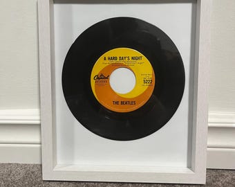 7" vinyl "A Hard Day’s Night" by the Beatles|| Vintage Framed Record Wall Decor