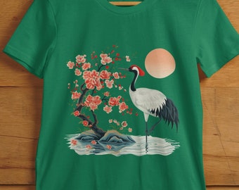 T-shirt japonais, T-shirt grue japonaise, Japon, Cadeaux, Cadeaux pour elle, Cadeaux pour lui, Cadeaux pour amis, Cadeaux pour papa, Cadeaux pour maman, Cadeau papa