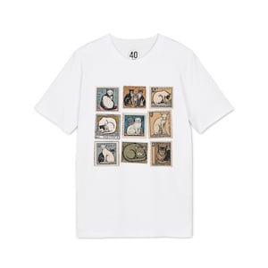 T-shirt avec imprimé chat, Cadeau pour amoureux des félins, T-shirt à imprimé animal, Haut design graphique chat, Tampons chat, T-shirt avec tampons, Amoureux des chats, Éventail de chats, Amoureux des timbres