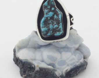 Natural Kingman Turquoise Nugget, Sterling Silver Ring