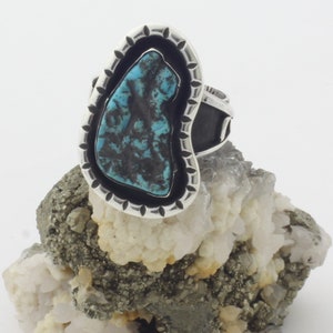Natural Kingman Turquoise Nugget, Sterling Silver Ring