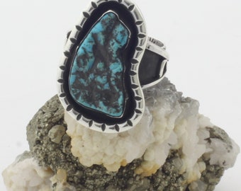 Natural Kingman Turquoise Nugget, Sterling Silver Ring