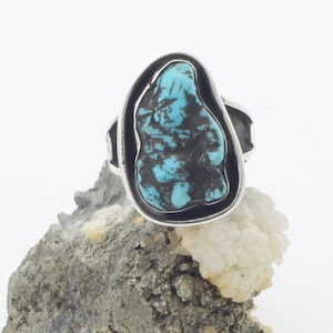 Natural Kingman Turquoise Nugget, Sterling Silver Ring