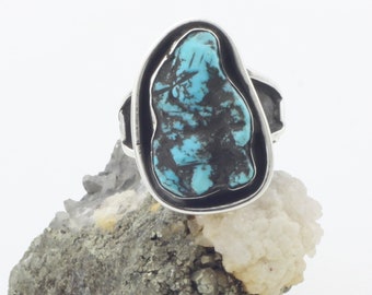 Natural Kingman Turquoise Nugget, Sterling Silver Ring