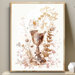 Catechist gift, Sacred Chalice, Modern Digital Wall Art, Bible Digital Print, Eucharist, Communion gift, Holy Communion cup printable, Jesus