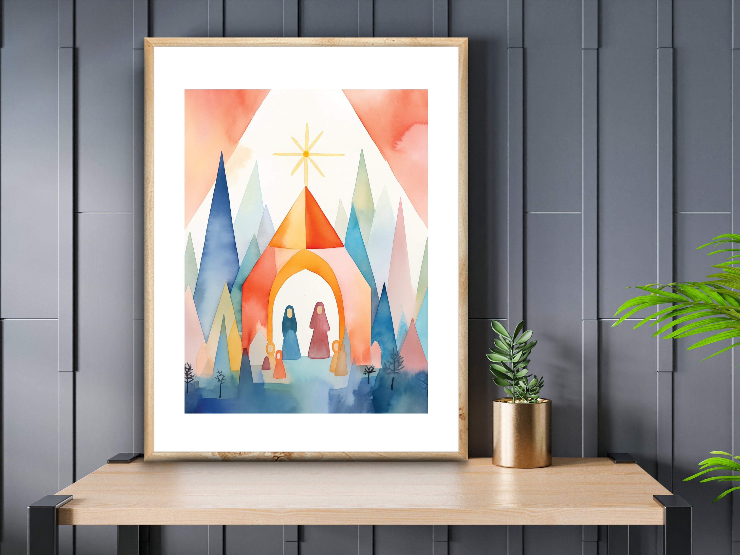Nativity, Abstract Jesus Art, Bible Digital Art, Watercolor ...
