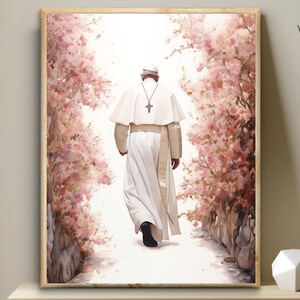 Pope Francis Walking Toward Heaven, Digital Download, Catholic Memorial Art, Rest in peace Digital Print, remembrance Wall Art, eternal life