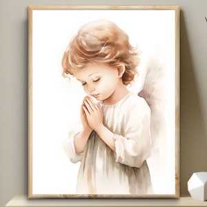 Angel of God, divine protection, Bible digital art, Christian nursery Print Wall Art, Jesus art, First Communion gift, baptism, Christening